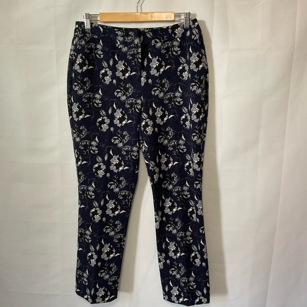Carolina Belle Navy Floral Trouser Pant with Pockets Size 10